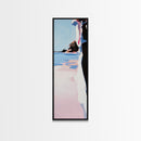 Cliffside Beach, Ocean View, Tranquil Seascape, Modern Coastal Decor, Nature-Inspired Art, Sunset Glow, Framed Canvas Print