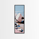 Coastal Rocks, Ocean Wall Art, Minimalist Seascape, Blue and White Decor, Beach House Aesthetic, Modern Landscape, Canvas Print