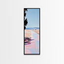 Country Road, Pastel Landscape Art, Rustic Farmhouse Wall Decor, Minimalist Painting, Serene Nature Scene, Living Room Framed Canvas Print