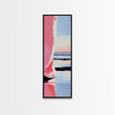 Pink Horizon, Coastal Sunrise, Minimalist Beach Painting, Abstract Seascape Art, Contemporary Pastel Wall Decor, Canvas Print, Office Wall Art