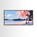 Tropical Beach, Palm Trees, Ocean View, Canvas Print, Coastal Home Decor, Summer Landscape, Living Room Art, Minimalist Nature Painting