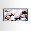Smooth Stones, Pebble Beach, Coastal Art, Framed Canvas Print, Neutral Home Decor, Minimalist Style, Nature Inspired, Spa Wall Art