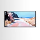 Ocean Road, Coastal Drive, Scenic Beach Art, Framed Canvas Print, Nautical Decor, Minimalist Landscape, Calm Vibes, Living Room Wall Art