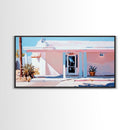 Pink Desert, Midcentury House, Southwest Art, Boho Wall Decor, Modern Pastel Painting, Framed Canvas Print, Minimalist Home Decor