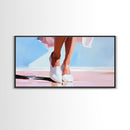 Elegant Walk, Feminine Art, Framed Canvas Print, Minimalist Painting, Pastel Tones, Chic Home Decor, Bedroom Wall Art