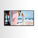 Surfer Girl, Coastal Art, Framed Canvas Print, Beach Wall Decor, Tropical Aesthetic, Ocean Painting, Summer Vibes, Modern Home Art