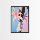 Female, Floral Cowboy Style, Western Chic Decor, Trendy Aesthetic Art, Fashionable Wall Art, Pink Pastel Tones, Canvas Print