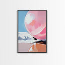 Pink Sphere, Surreal Art, Framed Canvas Print, Abstract Minimalist Decor, Dreamy Pastel Wall Art, Modern Home Design, Gallery Artwork