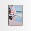 Flowing Waves, Dreamy Ocean Art, Framed Canvas Print, Abstract Beach Landscape, Soft Pastel Seascape, Coastal Serenity, Modern Decor