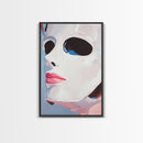White Mask Portrait, Feminine Art, Minimalist Decor, Abstract Face Painting, Modern Aesthetic, Canvas Print, Framed Canvas Print