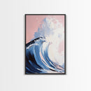 Surf Wave Art, Coastal Wall Decor, Abstract Ocean Painting, Large Modern Seascape, Framed Canvas Print, Nautical Themed Wall Art