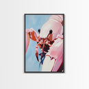 Pink Lobster Art, Coastal Kitchen Decor, Abstract Seafood Illustration, Nautical Wall Print, Framed Canvas Print, Dining Room Wall Art