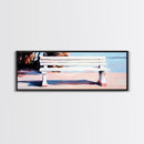 White Bench, Beach Art, Coastal Wall Decor, Minimalist Painting, Serene Landscape, Relaxing Art, Living Room, Canvas Print