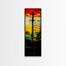 Sunset Utility Pole, Electric Lines, Urban Contrast, Canvas Print, Industrial Wall Art, Bold Colorful Decor, Modern Living Room Art