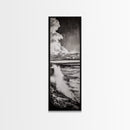Ocean Power, Wave Crash, Coastal Landscape, Dramatic Seascape, Framed Canvas Print, Black and White Wall Art, Beach House Decor