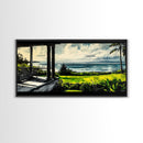 Tropical Beach View, Ocean Canvas Print, Relaxing Coastal Painting, Serene Landscape Wall Art, Living Room Decor, Framed Canvas Print