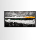 Storm Lighthouse, Ocean, Waves, Framed Canvas Print, Moody Coastal Art, Nautical Wall Decor, Minimalist Beach Art, Dramatic Seascape Art