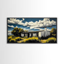 Rustic Desert House, Southwest Wall Art, Western Home Decor, Texas Ranch Art, Adobe House Painting, Earthy Boho Art, Framed Canvas Print