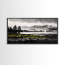 Foggy Forest, Mountain Landscape, Monochrome Wall Art, Framed Canvas Print, Modern Home Decor, Living Room Artwork, Nature Print
