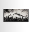 Mountain Landscape, Black and White, Framed Canvas Print, Nature Wall Art, Rustic Home Decor, Modern Farmhouse, Large Wall Art