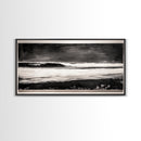 Stormy Ocean Wave, Black and White Seascape, Coastal Wall Art, Nautical Decor, Minimalist Artwork, Beach House Vibes, Framed Canvas Print