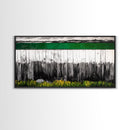 Rustic Fence, Green Landscape, Modern Country Art, Black and White with Color, Nature Inspired, Farmhouse Decor, Serene View, Canvas Print