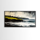 Ocean Cliffs, Misty Coastline, Stormy Sea, Canvas Print, Moody Seascape Art, Living Room Decor, Minimalist Wall Art, Nature Painting