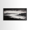 Serene Waters, Mountain Lake, Foggy Landscape, Canvas Print, Black and White Art, Minimalist Home Decor, Rustic Cabin Wall Art, Office Art