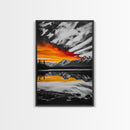 Fiery Sunset, Mountain Reflection, Canvas Print, Lake Wall Art, Nature Photography, Rustic Decor, Living Room Art, Fall Color Palette