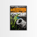 Modern Abstract Art, Black White Orange, Framed Canvas Print, Contemporary Wall Art, Bold Home Decor, Large Painting, Office Wall Art