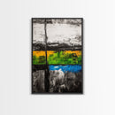 Geometric Landscape, Textured Canvas Print, Bold Wall Art, Modern Home Decor, Minimalist Artwork, Yellow Green Blue Painting