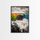 Abstract Ocean, Colorful Waves, Modern Seascape, Framed Canvas Print, Coastal Wall Art, Beach House Decor, Large Wall Art, Sunset Painting