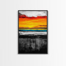 Sunset Reflection, Dramatic Skies, Ocean Scene, Framed Canvas Print, Vibrant Seascape, Living Room Wall Art, Fall Painting, Coastal Decor