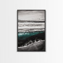 Monochrome Ocean Print, Coastal Wave Seascape, Nautical Wall Decor, Black and White Wall Art, Beach House Art, Framed Canvas Print