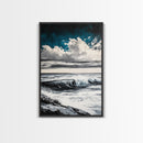 Ocean Wave Art, Seascape Print, Coastal Wall Decor, Seaside Art, Nautical Home Aesthetic, Beach House Wall Print, Framed Canvas Print