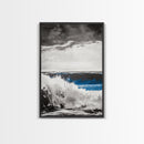 Ocean Wave Art, Monochrome Seascape Print, Coastal Wall Decor, Ocean Scene, Nautical Art, Beach House Print, Framed Canvas Print