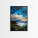 Mountain Lake Art, Nature Print, Landscape Decor, Tranquil Water View, Living Room Wall Art, Cabin Aesthetic, Framed Canvas Print