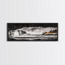 Frozen Cave, Monochrome Landscape, Framed Canvas Print, Winter Wall Art, Dramatic Nature Scene, Home Office Decor, Unique Black and White Art