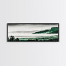 Foggy Mountains, Misty Forest Scene, Serene Nature Art, Minimalist Wall Decor, Framed Canvas Print, Bedroom Wall Art, Green Tones, Tranquil Vibes