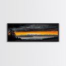 Sunset Over Mountains, Dramatic Landscape Art, Black and Yellow Wall Art, Bold Sky Painting, Nature Print, Office Wall Decor, Framed Canvas Prin