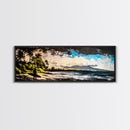 Surfer, Tropical Beach, Ocean, Sunset, Framed Canvas Print, Large Wall Art, Coastal Decor, Beach House, Modern Art, Living Room Wall Art