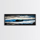 Powerful Ocean Wave, Realistic Seascape Art, Blue Water Wall Decor, Coastal Living Room Art, Surfer Beach Print, Framed Canvas Print