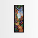 Autumn, Pathway, Forest, Trees, Framed Canvas Print, Fall foliage art in impressionist style, perfect Entryway Wall Art or Seasonal Home Decor