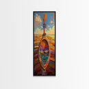 Oar, Flowers, Sea, Paddle - Framed Canvas Print, Coastal Boho Art, Colorful Nautical Decor, Beach House Wall Art, Hallway Canvas Piece