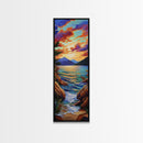 Sunset Lake, Vibrant Sky, Mountain View, Tranquil Nature Scene, Framed Canvas Print, Rustic Cabin Wall Art, Peaceful Decor