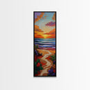 Path Beach, Sunset, Tropical Canvas Print scenic path to ocean wall decor, vibrant beach sunset artwork, tropical boho art, entryway art