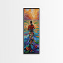 Woman Water, Sunset, Canvas Print, Bohemian Abstract Wall Art, Feminine Bedroom Decor, Sunset Painting, Vibrant Beach Vibes