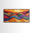 Desert Hills, Color Layers, Sunset Sky, Canvas Print, Boho Abstract Wall Art, Eclectic Bedroom Print, Vibrant Hallway Decor