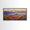Sunset Ocean, Landscape, Canvas Print, Serene Seascape Painting, Colorful Beach Wall Art, Tranquil Nature Home Decor