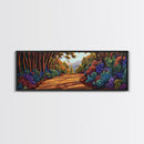 Forest Path, Nature Walk, Vibrant Trail, Framed Canvas Print, woodland art, rustic cabin decor, Autumn wall piece, nature lover gift
